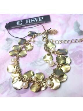Charming Charlie RSVP Gold Tone Beaded Bracelet NWT